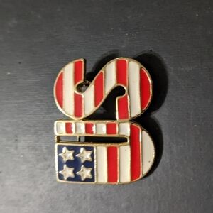 Gold Tone Red White Blue Enamel US American Flag Patriotic Pin Brooch